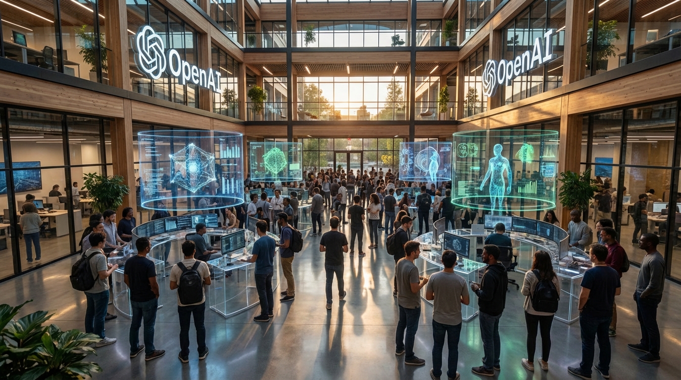 OpenAI office with employees representing massive 2026 workforce expansion